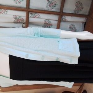 Talbots light aqua 100% cotton cardi in petite small.